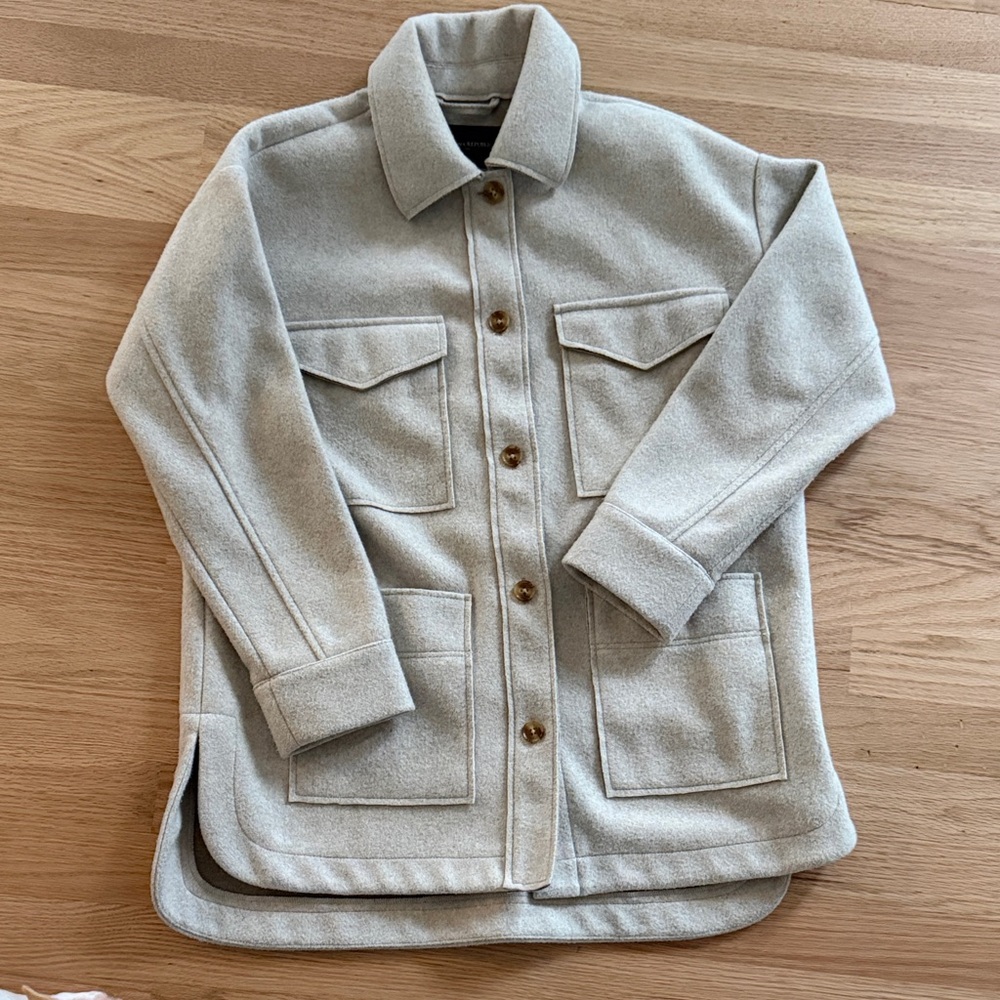 Banana Republic Cream Button-Front Wool Shacket